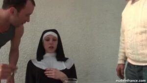 [NudeInFrance.Com] Young French Nun Fucked Hard In Threesome With Papy Voyeur